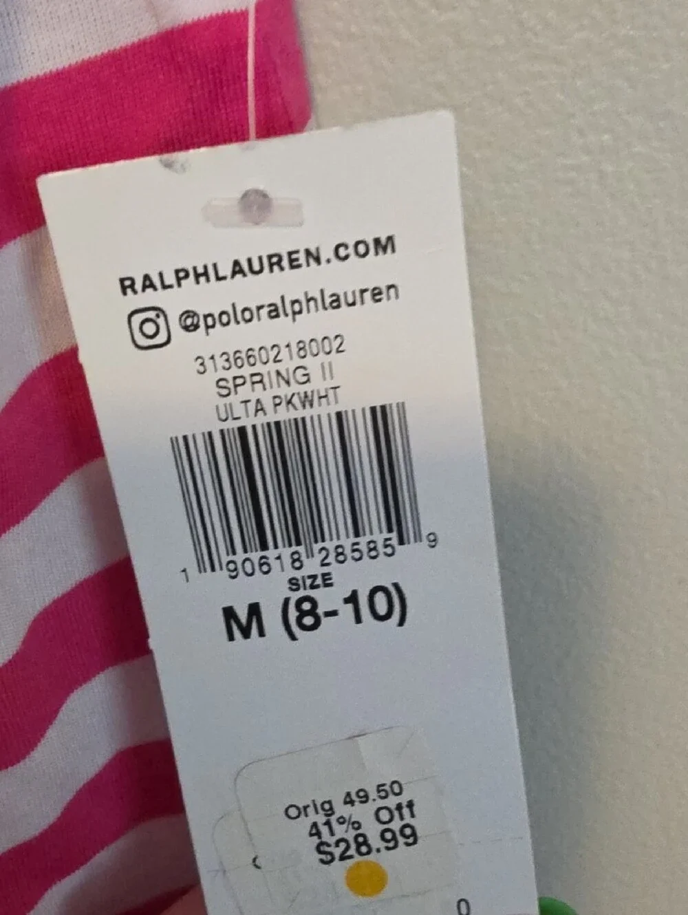 Polo by Ralph Lauren Hot Pink and White Striped Girls Dress